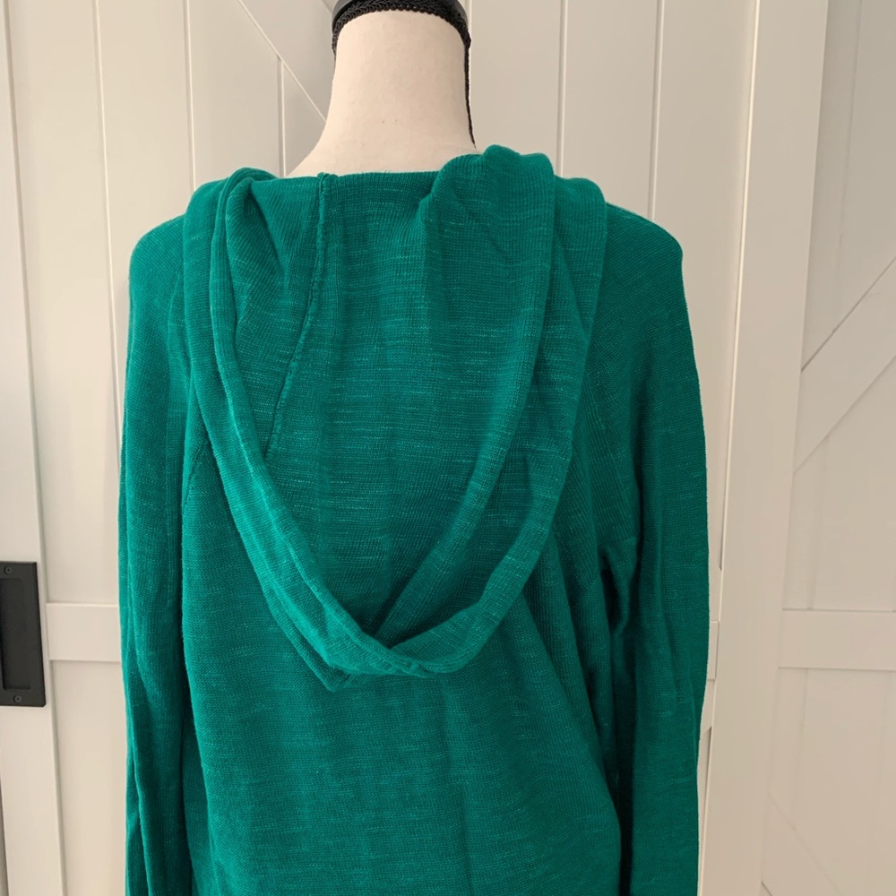 Women's Free People Green Hooded Sweater Size Medium - Picture 3 of 4